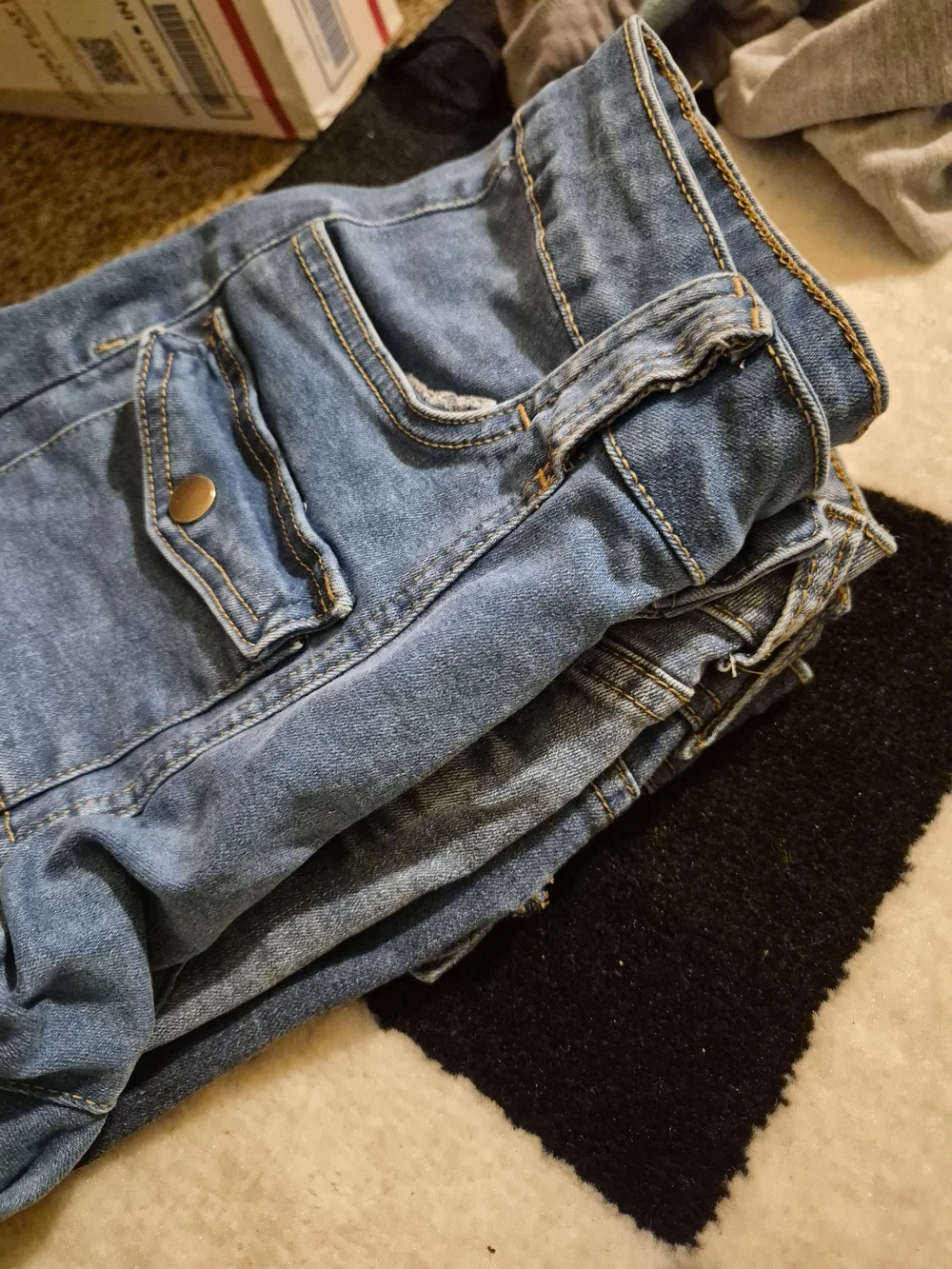 Button-Front Light Blue Denim High-Rise Women's Shorts (3 Pairs For $15)